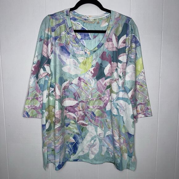 Soft Surroundings Tops - Soft Surroundings Women’s Iris Tunic Top Tropical Multi Print Size Large